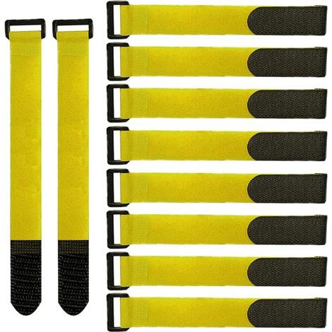 20 Pièces 30 X 2 cm Nylon Serre-Câbles, Sangles de Câbles Réutilisables, Attaches de Câble Réglables à Crochet et Boucle (Jaune) (1/5)