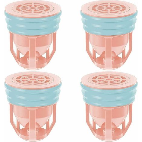 Noyau de Siphon de Sol, Grille Douche Anti Cheveux Siphon,Siphon de Sol PVC, Drain de Plancher avec Passoire Filtre,pour Salle De Bain Jardin,4 PCS,Rose