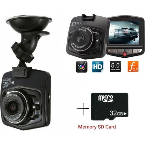 Caméra-enregistreur vidéo numérique Full HD 1080 + carte Micro SD 32 Go (6,5 × 7 cm), 12/24 V