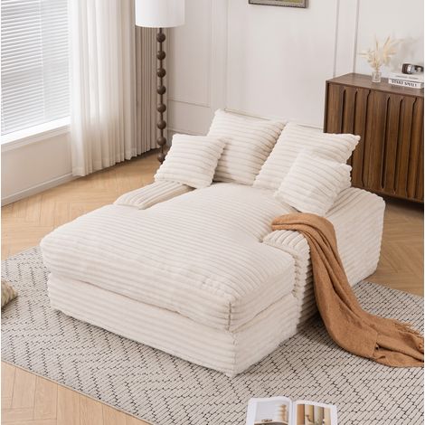 fauteuil salon méridienne sans montage 135x165 beige OKMYHOME (1/5)