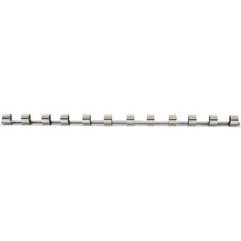 rail porte douilles bgs 3460 métal 560 cm 12 clips