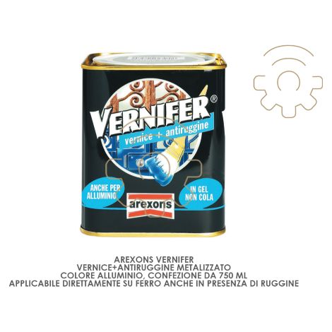 Vernifer vernice con antiruggine effetto metalizzato Alluminio 750 ml smalto in gel ad applicazione diretta su ruggine per ferro ed alluminio Alluminio - RAL 4897