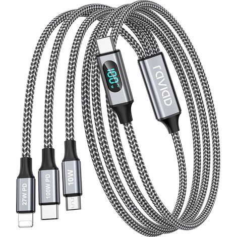 100W Câble Chargeur Multi Embout USB C [1.2M] Schnellladekabel (1/5)
