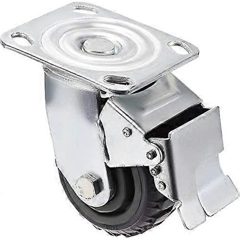 Roulettes pivotantes robustes de 10 cm avec frein, en PVC, roulement silencieux à 360° pour meubles et établis, grises (1/3)
