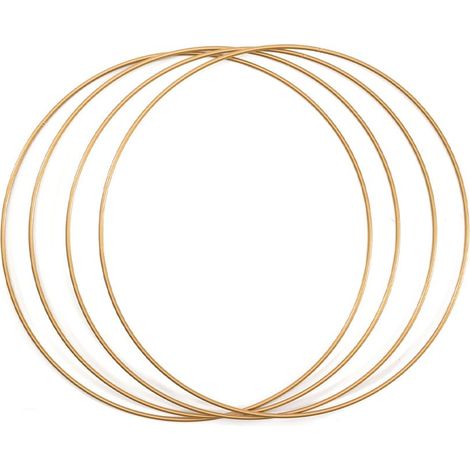 Vaessen Creative Anello in Metallo Ø 20 cm x 3 mm 4 Cerchio Decorativo Filo Metallico, Fiori Secchi, macramè, Acchiappasogni, Mobile Fai da Te e Decorazioni da Parete, Oro Antico, 20 cm (1/3)
