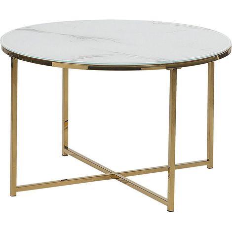 Coffee Table QUINCY Tempered Glass Marble/ Gold (1/5)