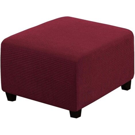 Housse de protection, repose-pieds élastique housse lavable carré canapé repose-pieds housse de protection de meubles (vin rouge) (1/5)