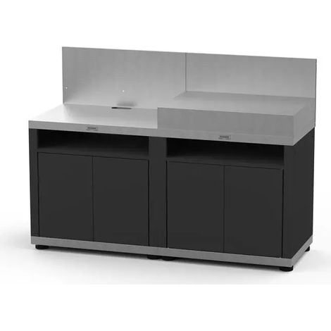 cucina da esterno modulare le marquier in acciaio nero e grigio 160x55x115 cm