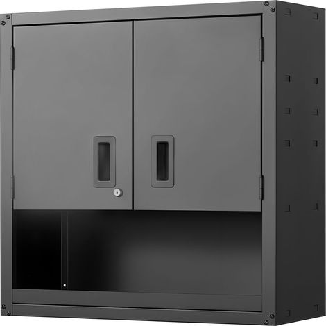 Mophorn Hängeschrank für Werkstatt, 762 x 305 x 762 mm, Stahlschrank mit abschließbaren Türen und verstellbarem Regal, Wandmontage für Garage, Keller, Küche oder Lager, schwarz