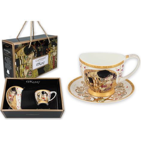 Carmani, tazzina da caffè espresso t. Mini Vanessa 90ml - klimt/Kiss, sfondo bianco (1/5)