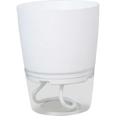 Pot de fleurs avec système d'arrosage automatique, en plastique blanc, taille moyenne (1/5)