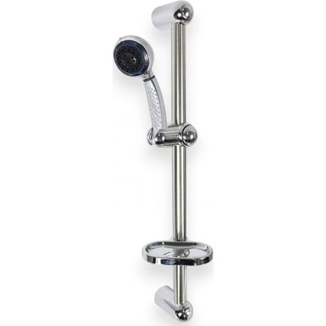 Saliscendi Doccia Cromato 60 cm con Soffione Multigetto e Portasapone 69130