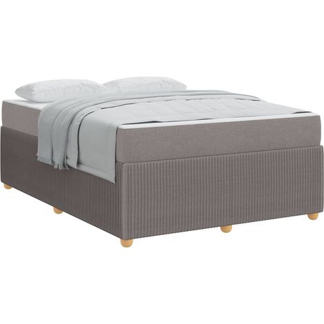 Lit double - lit simple - Cadre de lit avec matelas Taupe 140 x 200 cm tissu fr5503 - Maison La Vie (1/5)