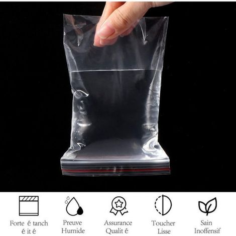 Sachets Transparents - Fermeture A Glissière - Polyéthylène Bas Densité - Usage Alimentaire - 6x8 cm Et 10x15 cm - Lot De 200 Pièces (1/5)