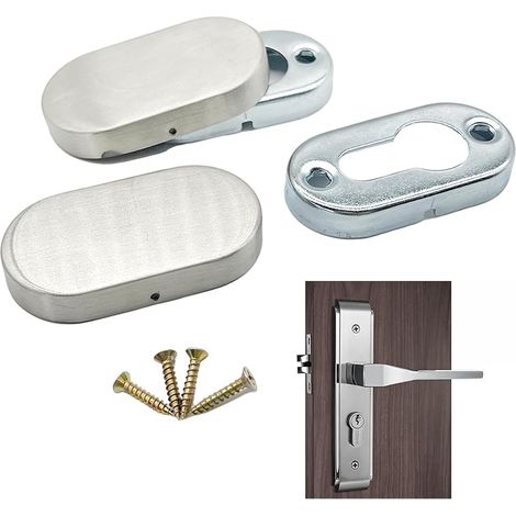 2 jeux Rosace Cylindre Cache Serrure de Protection Ovale en Acier Mat Fabriqué en Acier Inoxydable pour Cylindre Profilé Portes Intérieures et Extérieures (Argent B) (1/5)