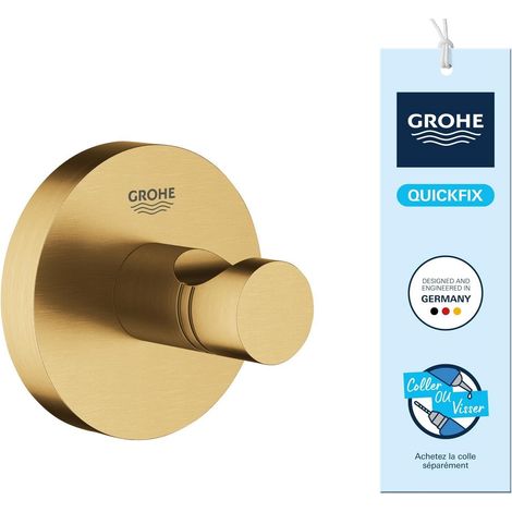 Start Crochet Porte-Peignoir (Métal, Fixation Murale Cachée, Vis et Chevilles Incluses, Compatible QuickGlue pour Installation Facile, 45 mm), Gold Brossé Cool Sunrise, 41173GN0 (1/5)