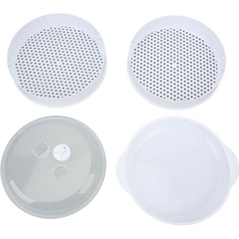 Steamer, White Microwave Steamer for Home Use for Dumplings (Large Double Layer) (1/5)