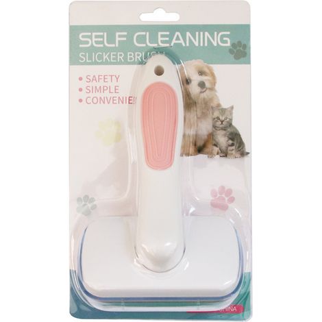 Tierkamm für Hunde und Katzen, Massagebürste für Kätzchen, automatische Haarentfernung, offene Knotenkämme (rosa) (1/5)