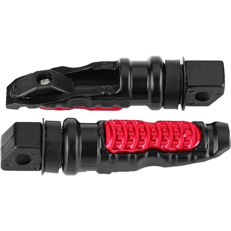 Paire de repose-pieds passager arrière universels en aluminium pour moto, trou de 8 mm, rouge (1/5)