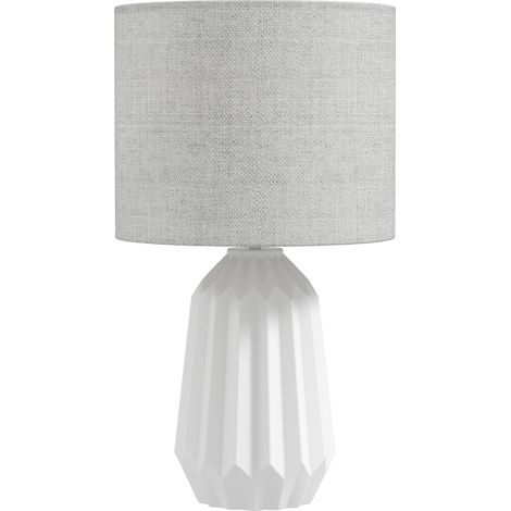 Lampe, en lin, blanc, 22 x 22 x 39 cm, pour bureau, interrupteur à bascule, éclairage décoratif, pour salon chambre bureau
