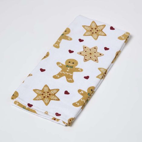 HOMESCAPES Gingerbread Man Christmas Tea Towel (1/4)