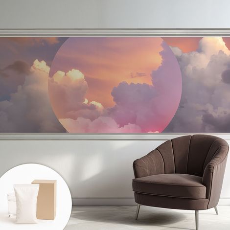 Tapete Vliestapete mit Kleber - abwaschbar - Arbeitszimmer - Esszimmer- Top Qualität Ätherische Wolken 250x104 cm