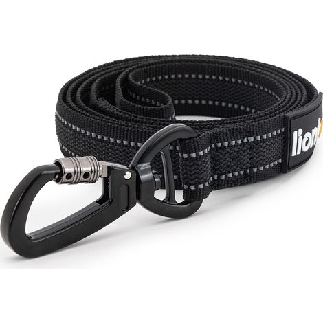 lionto Führleine für Hunde, 120 cm, reflektierend, 360° Metallkarabiner, schwarz (1/5)