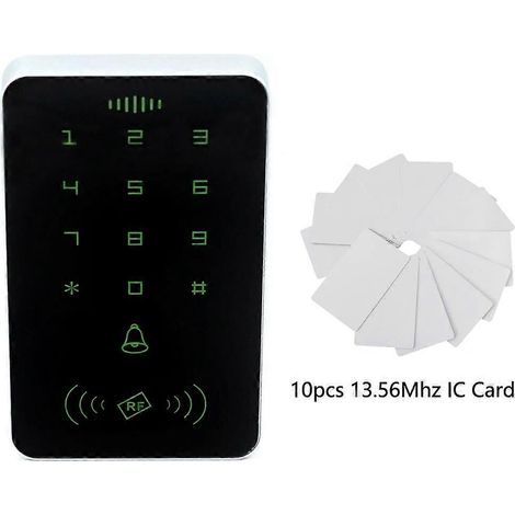 Système de verrouillage de porte avec lecteur de cartes 13,56 MHz, 1000 utilisateurs, contrôle d'accès RFID, clavier, panneau numérique, système de contrôle d'accès intelligent, circuit intégré et 10 (1/5)