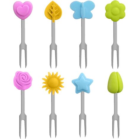 Mini fourche en acier inoxydable,Lot de 8 Fourchettes à Fruits, Fourchette à Dessert,Mini Réutilisables Petite Fourchettes pour Camping Mariage Fêtes (1/5)