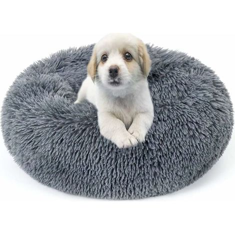 Dog Basket,Cat Bed,Round Dog Basket Cat Cushion Donut Basket, Pet Bed for Cats and Dogs, Cushion for Cats and Small Medium Dogs, Ø60cm Light Gray (1/5)