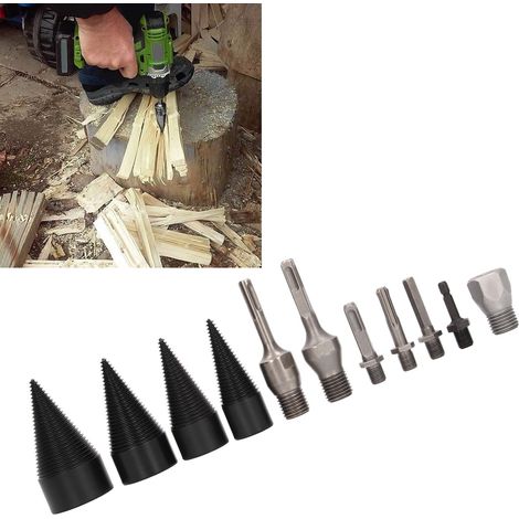 Set mit 11 abnehmbaren Holzspaltbohrern, Hochleistungsbohrern, konischem Schraubendreher für Handbohrmaschinenschäfte, 4 Bohrer mit 6 Griffen (1/5)