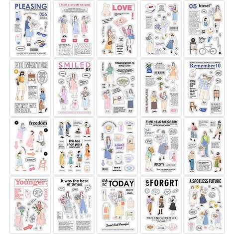 20 feuilles autocollants figures romantiques mignons adhésifs DIY décoratifs pour scrapbook album photo (1/5)