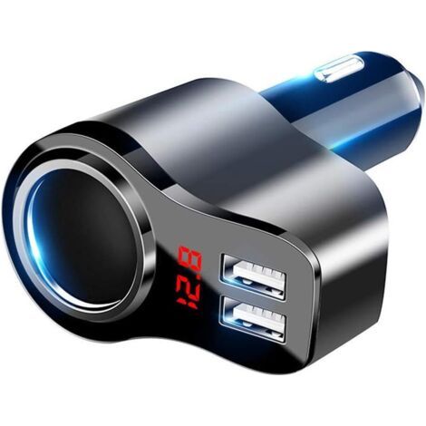 Adaptateur de Chargeur de Voiture USB, Chargeur de Voiture Double Répartiteur de Port USB Prise 12V-24V Prise Allume-cigare (1/5)