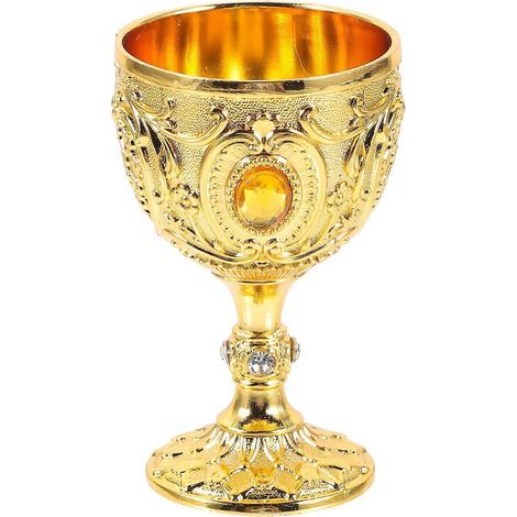 Coupe à vin de style européen, petite coupe à liqueur, coupe vintage en métal avec motif gravé.-7.00X4.00X4.00CM-Golden (1/4)