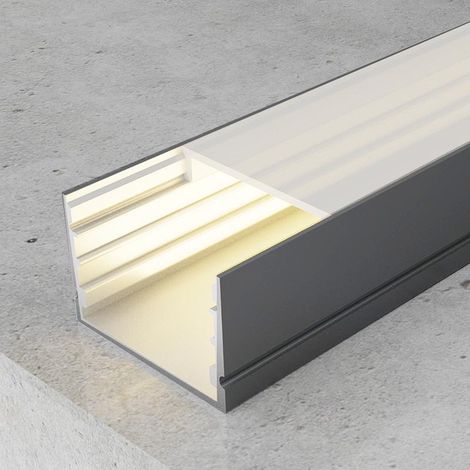 IluminaShop - Perfil Aluminio de Superficie Rok 12/24V/220V 2 metros Lacado Negro (1/3)