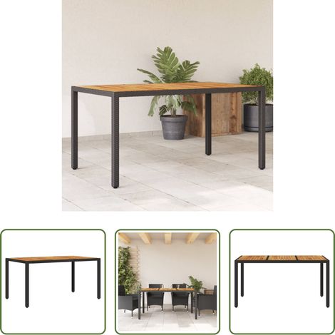 vidaXL Poly Rattan - Gartentisch mit Akazienholz-Platte Schwarz Poly Rattan (1/5)