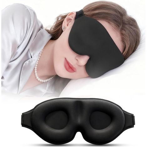 Masque de Nuit Innovant 2026 pour Hommes et Femmes, Conception Masque de Sommeil qui Bloque la Lumière pour Dormir, les Siestes, la Méditation, les Voyages (Noir) (1/5)