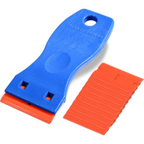 Limpiacristales y vitrocerámica - Juego de 10 rasquetas de plástico azules (1/5)
