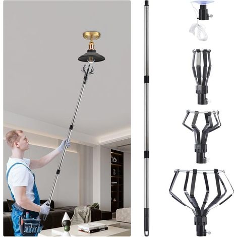 Changeur d'ampoules pour hauts plafonds, compatible, outil de changement d'ampoules à portée de main de 60 à 3,6 m (1/5)