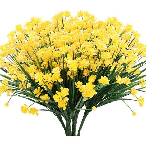 Flores artificiales para exteriores, Ramo de 10, Narcisos, Resistentes a los rayos UV, Plantas artificiales de plástico, Para jardín, Rojo rosado (1/5)