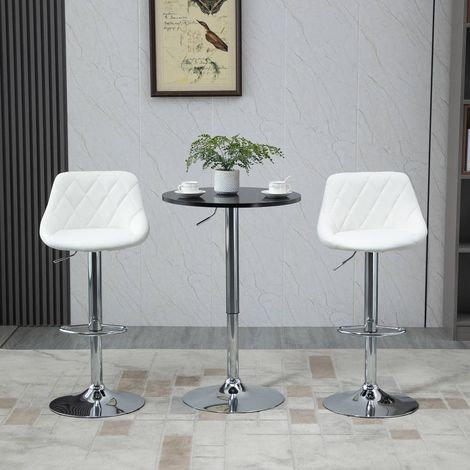 Table de bar ronde réglable en hauteur Ø61 cm, table haute pivotante noire en MDF et métal, mange-debout moderne pour cuisine, salon (1/5)