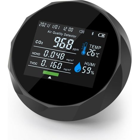 Compteur de particules de poussière professionnel, Moniteur d'air multifonction tcov HCHO CO2 mètre testeur de qualité du gaz humidité température bleu détecteur de contrôle des dents pour la recherch (1/5)