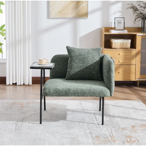 Sillón 86x72x71 cm verde esmeralda en chenilla con mesa auxiliar y bolsillos laterales (1/5)