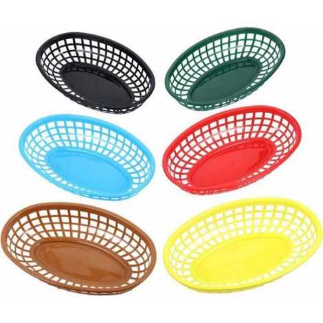Corbeille De Service - Ovale - Polypropylène Alimentaire - 24 x 15,5 x 4,5 Cm - Pour Frites Sandwiches Barbecue Pique-Nique - Lot De 6 (1/5)