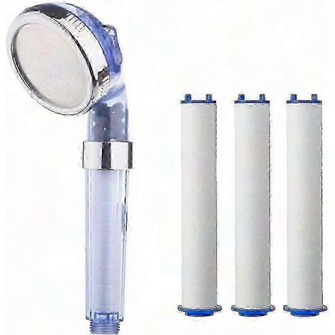 Pommeau de douche filtrant avec 3 filtres à sédiments en polypropylène - Pommeau de douche haute pression à 3 vitesses pour économiser l'eau - Compatible avec l'élimination du chlore résiduel - Pour u (1/4)