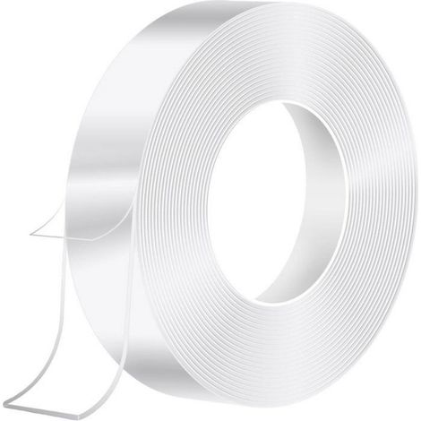 Ruban adhésif double face transparent 3 m x 3 cm x 2 mm, imperméable, murs, moquette (1/5)