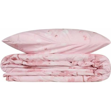 Completo letto - 1 copripiumino 220 x 240 cm + 2 federe 60 x 60 cm - 100% cotone rinforzato - Rosa (1/5)