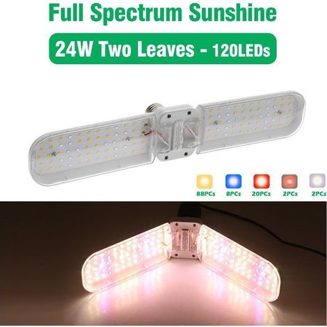 Lampe de croissance LED à spectre complet pour plantes d’intérieur – Éclairage solaire artificiel 24 W idéal pour succulentes, légumes, fleurs et plantes soleil – Lampe double bras réglable (1/5)