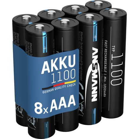 ANSMANN Akku Micro AAA 1050 mAh 1,2V Ni-MH, 8 Stück