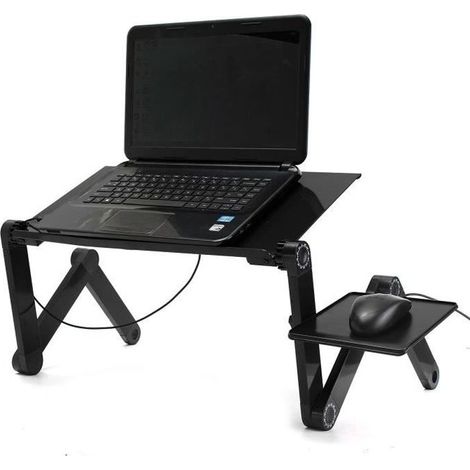 Table Ordinateur Portable Ventilateur USB Support PC Table de Lit Noir (1/3)